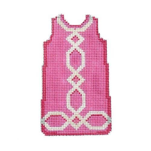 Lattice Trim Mini Shift/Pink Printed Canvas Two Sisters Needlepoint 