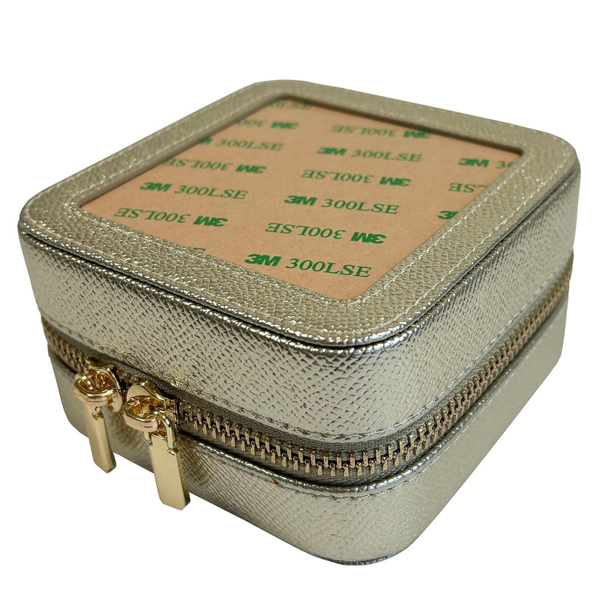 Leather 4" Square Jewelry Box  Gold Palm Leather Goods Rachel Barri Designs  - 2