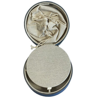 Leather 5" Round Jewelry Box   Cornflower Leather Goods Rachel Barri Designs 
