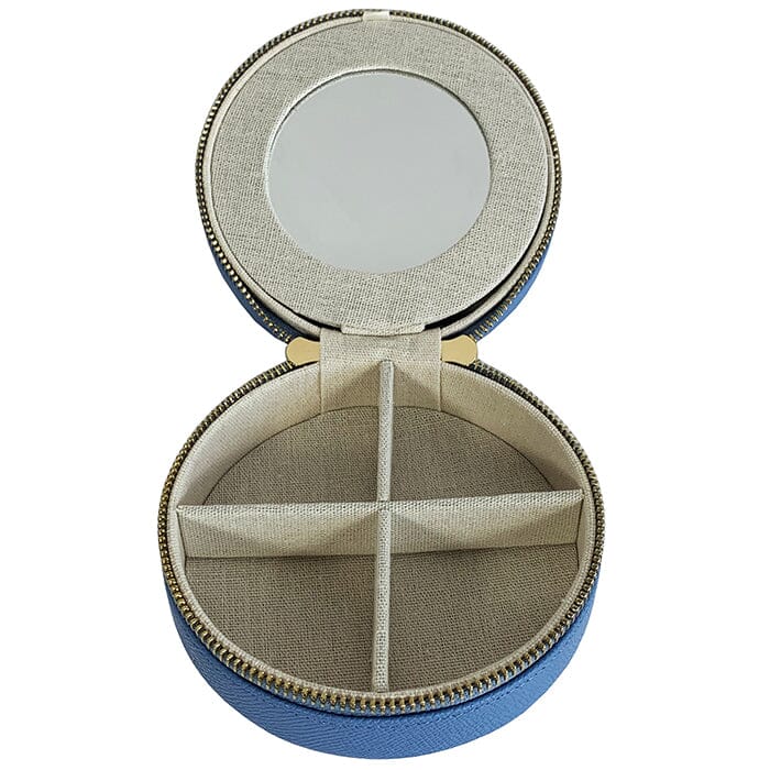 Leather 5" Round Jewelry Box   Cornflower Leather Goods Rachel Barri Designs 
