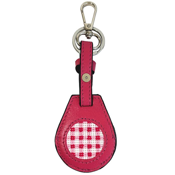 Leather Air Tag Key Fob - Hot Pink Leather Goods Planet Earth Leather 
