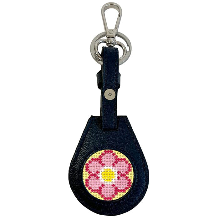 Leather Air Tag Key Fob - Navy Leather Goods Planet Earth Leather 
