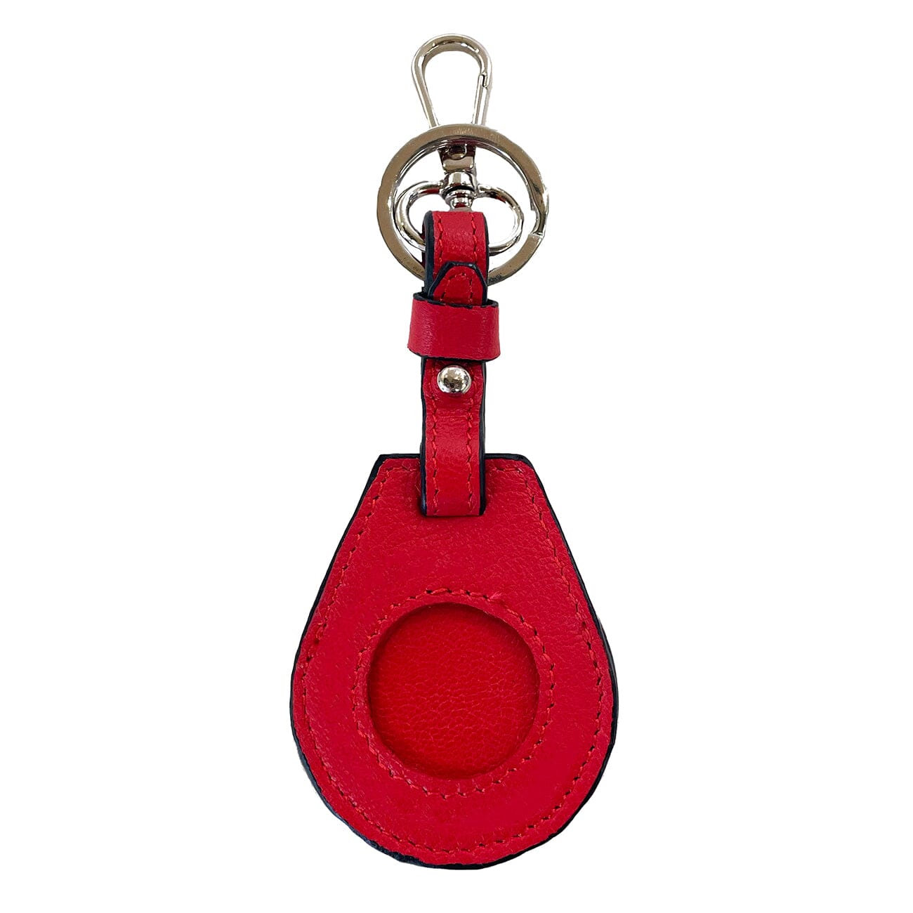 Leather Air Tag Key Fob   Red Leather Goods Planet Earth Leather  - 1