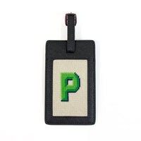 Leather Bag Tag - Black Leather Goods Needlepoint.Com 