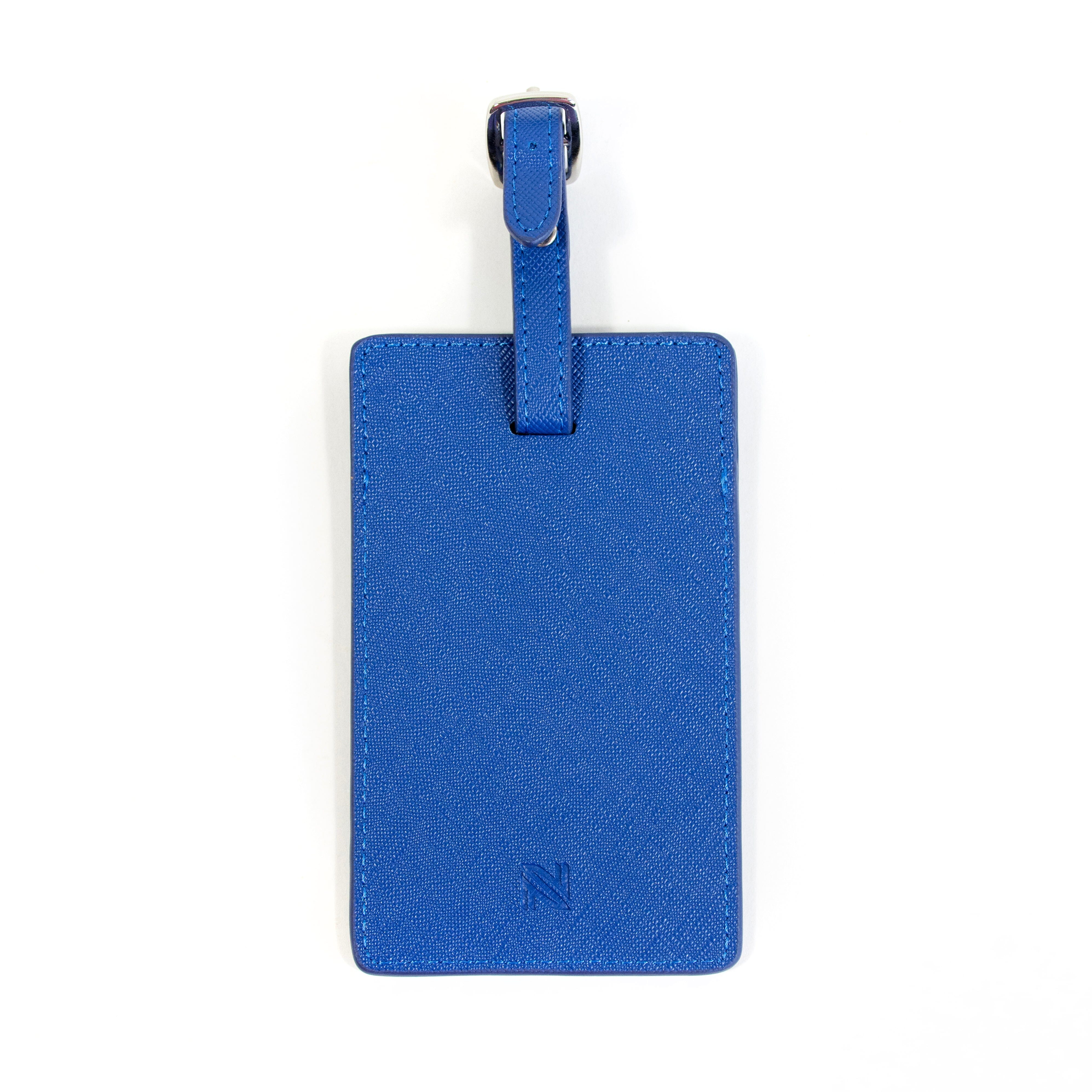 Leather Bag Tag   Blue Leather Goods Needlepoint.Com 
