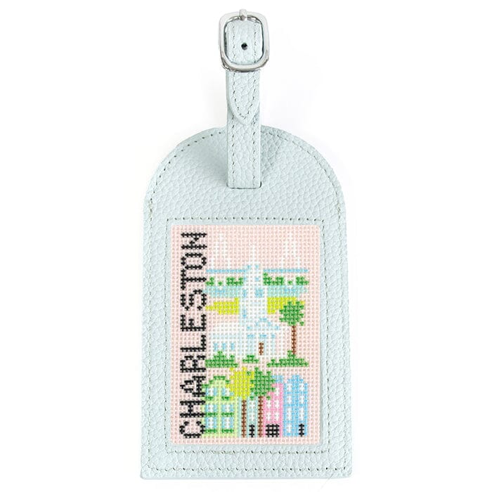 Leather Bag Tag   Light Blue Leather Goods Rachel Barri Designs 
