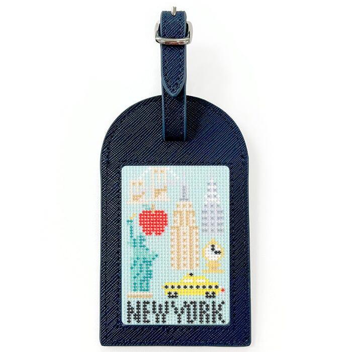 Leather Bag Tag   Navy Leather Goods Rachel Barri Designs 
