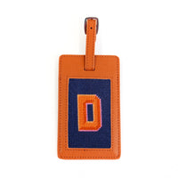 Leather Bag Tag - Orange Leather Goods Needlepoint.Com 