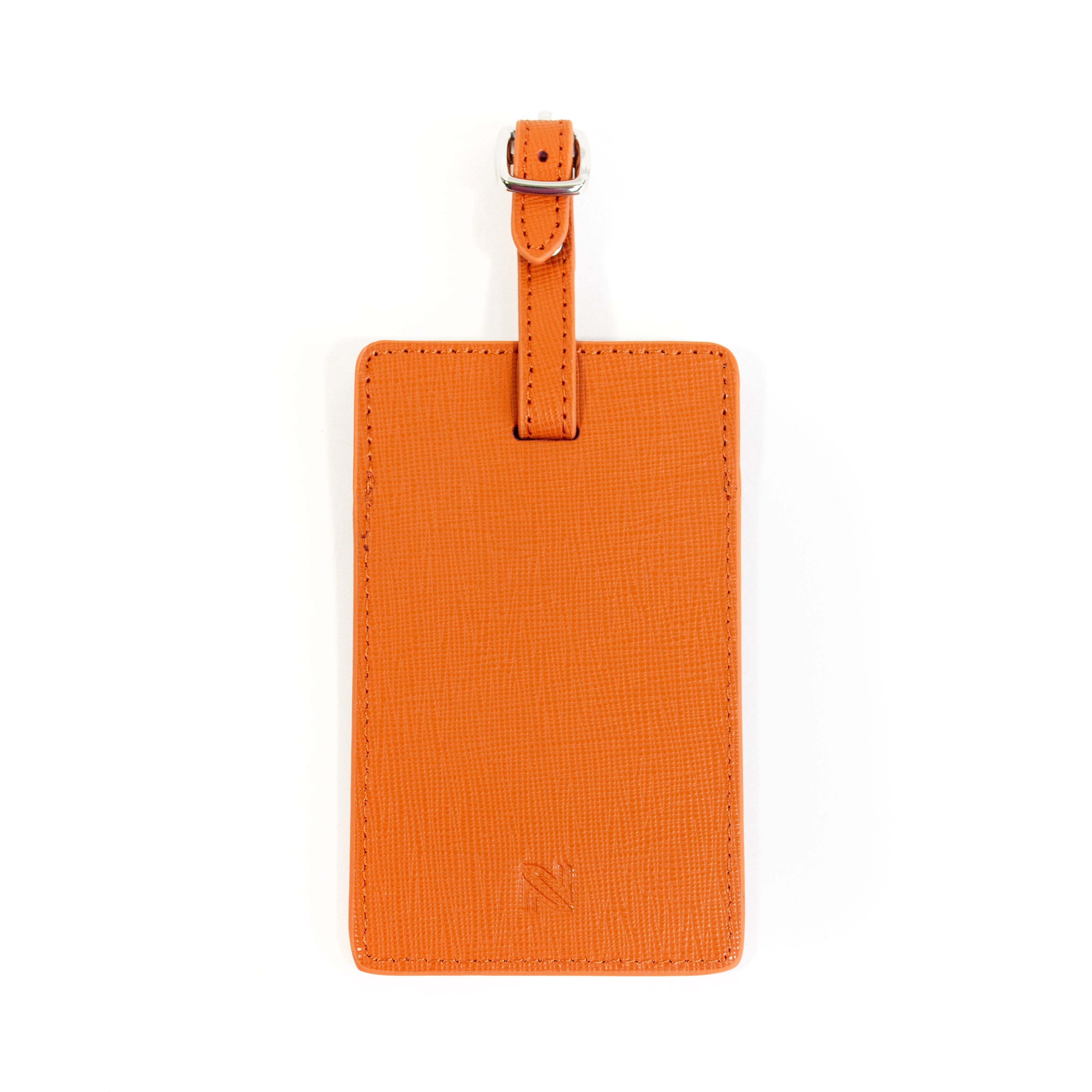 Leather Bag Tag   Orange Leather Goods Needlepoint.Com 
