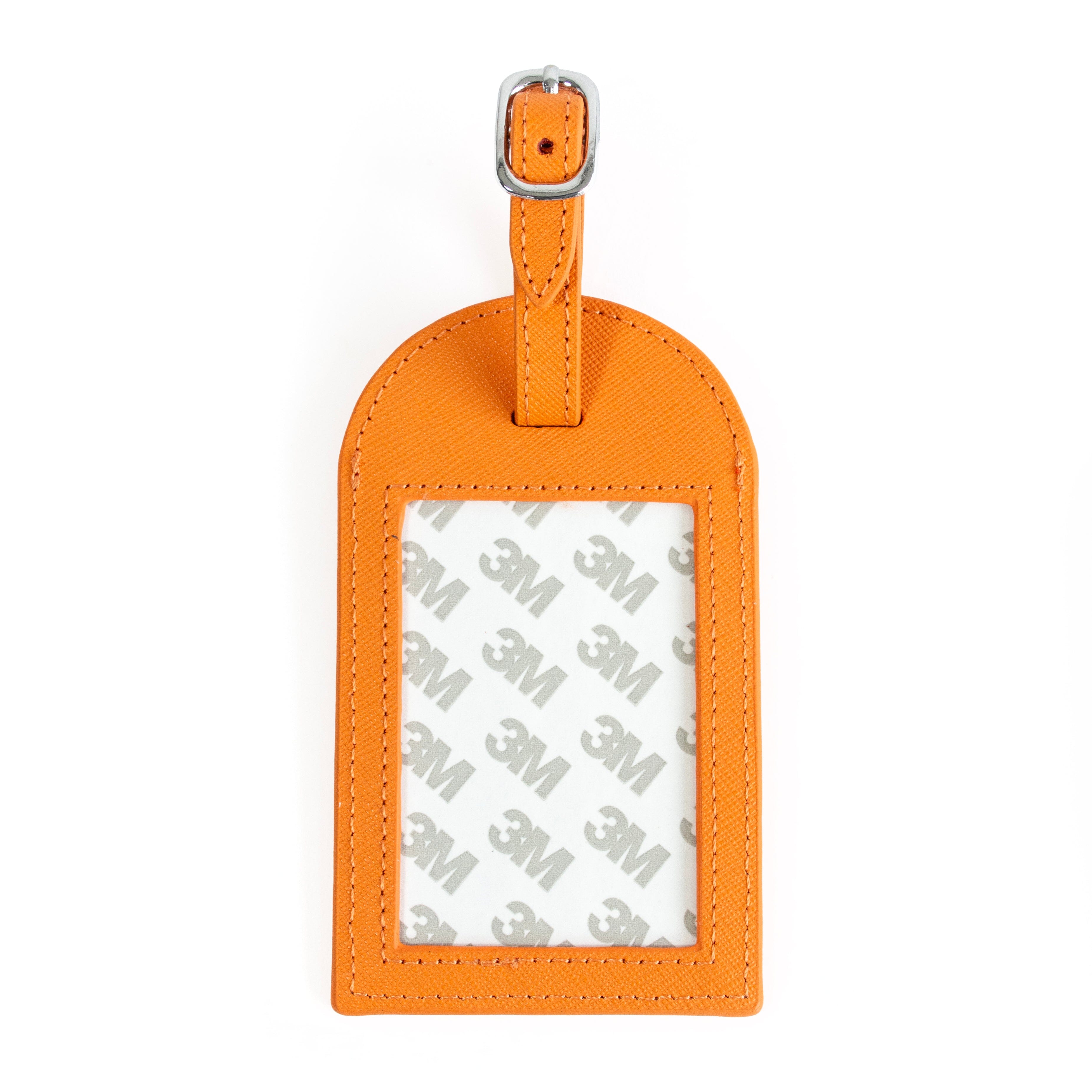 Leather Bag Tag   Orange Leather Goods Rachel Barri Designs 
