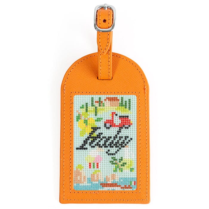 Leather Bag Tag   Orange Leather Goods Rachel Barri Designs 
