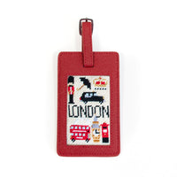 Leather Bag Tag - Red Leather Goods Needlepoint.Com 