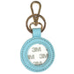 Leather Self-Finishing Round Key Fob - Aqua Leather Goods Planet Earth Leather 