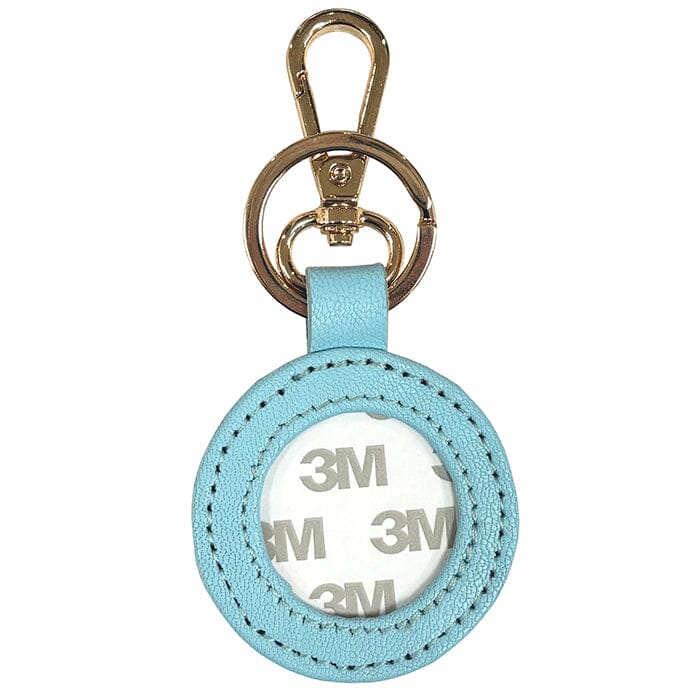 Leather Self Finishing Round Key Fob   Aqua Leather Goods Planet Earth Leather 
