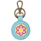 Leather Self-Finishing Round Key Fob - Aqua Leather Goods Planet Earth Leather 