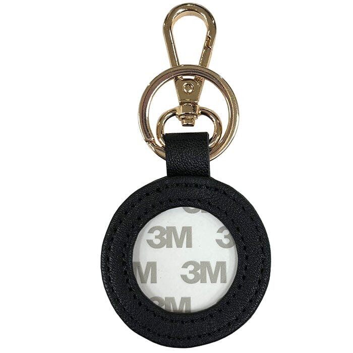 Leather Self-Finishing Round Key Fob - Black Leather Goods Planet Earth Leather 
