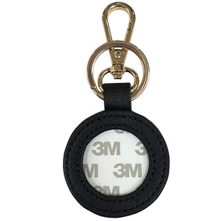 Leather Self Finishing Round Key Fob   Black Leather Goods Planet Earth Leather 

