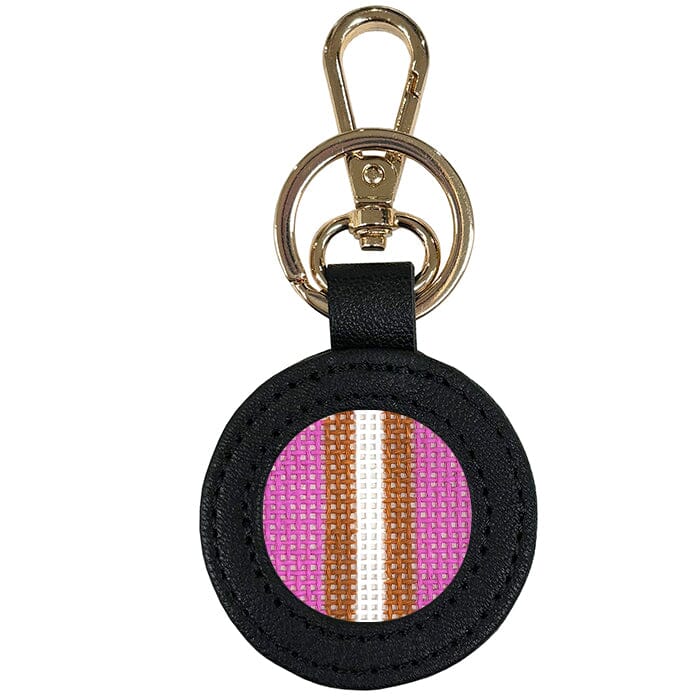 Leather Self-Finishing Round Key Fob - Black Leather Goods Planet Earth Leather 