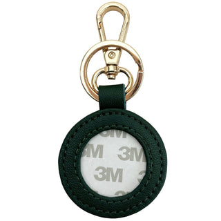Leather Self Finishing Round Key Fob   Forest Green Leather Goods Planet Earth Leather 
