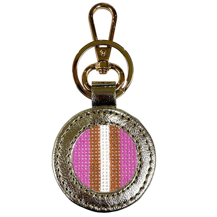 Leather Self Finishing Round Key Fob   Gold Metallic Leather Goods Planet Earth Leather 
