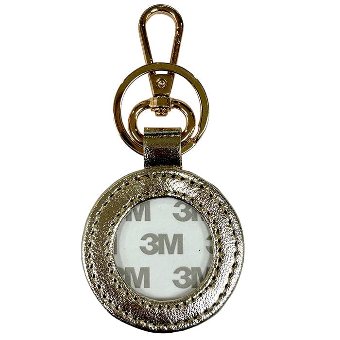 Leather Self Finishing Round Key Fob   Gold Metallic Leather Goods Planet Earth Leather 
