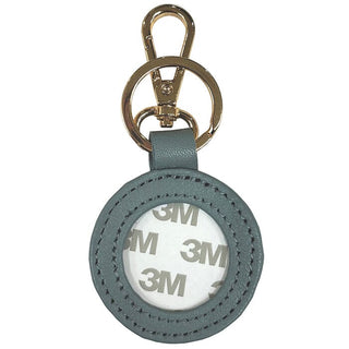 Leather Self Finishing Round Key Fob   Gray Leather Goods Planet Earth Leather 
