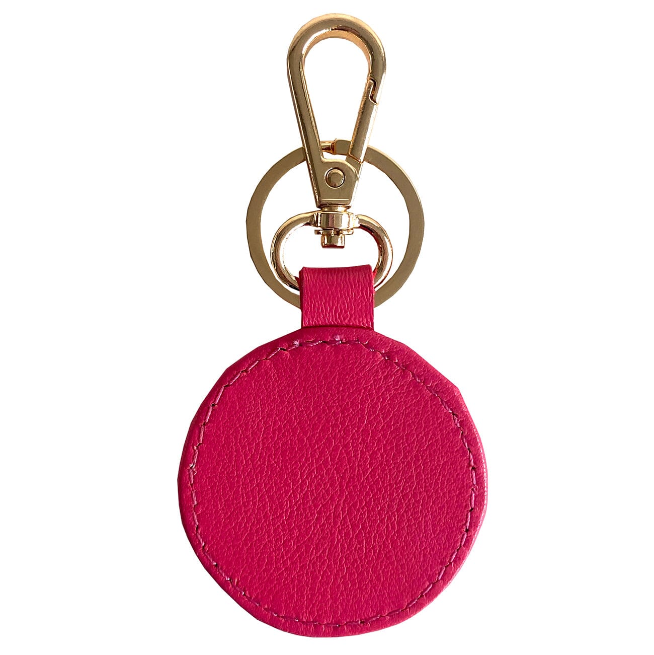 Leather Self Finishing Round Key Fob   Hot Pink Leather Goods Planet Earth Leather  - 3