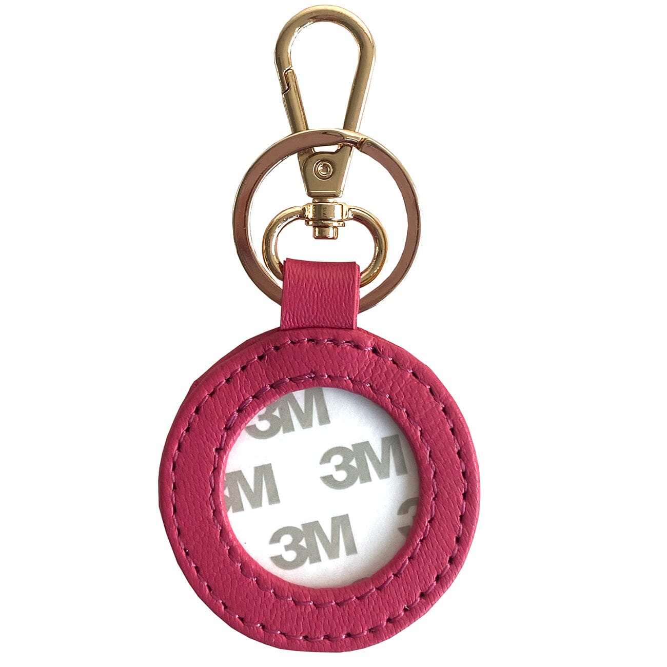 Leather Self Finishing Round Key Fob   Hot Pink Leather Goods Planet Earth Leather  - 2