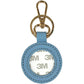 Leather Self-Finishing Round Key Fob - Light Blue Leather Goods Planet Earth Leather 