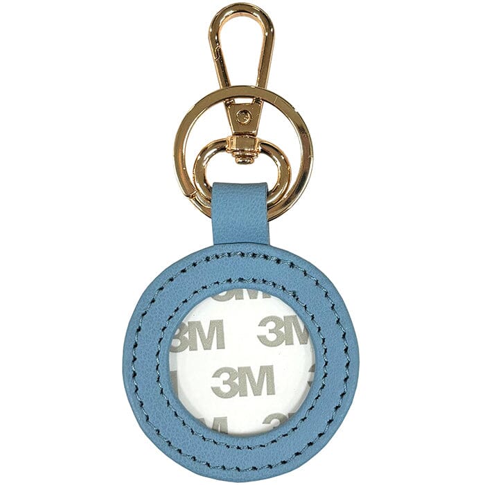 Leather Self-Finishing Round Key Fob - Light Blue Leather Goods Planet Earth Leather 