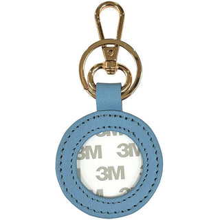 Leather Self Finishing Round Key Fob   Light Blue Leather Goods Planet Earth Leather 

