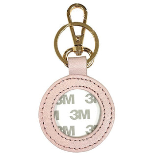 Leather Self Finishing Round Key Fob   Light Pink Leather Goods Planet Earth Leather 
