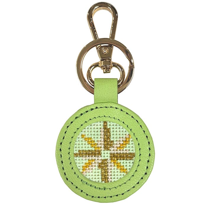 Leather Self-Finishing Round Key Fob - Lime Leather Goods Planet Earth Leather 