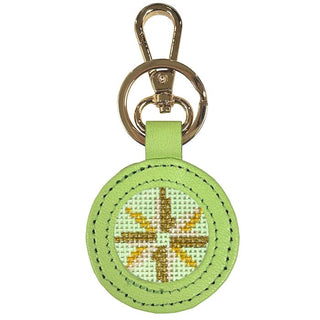 Leather Self Finishing Round Key Fob   Lime Leather Goods Planet Earth Leather 

