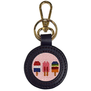 Leather Self Finishing Round Key Fob   Medium Purple Leather Goods Planet Earth Leather 
