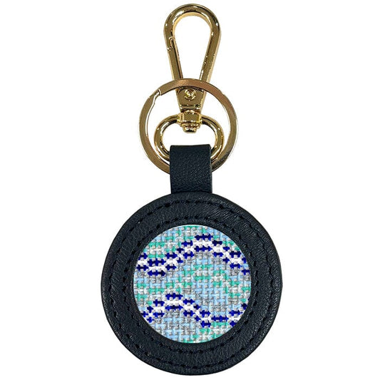 Leather Self-Finishing Round Key Fob - Navy Leather Goods Planet Earth Leather 