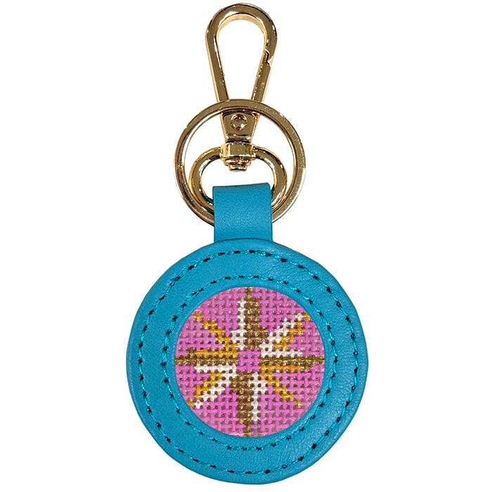 Leather Self Finishing Round Key Fob   Oasis Leather Goods Planet Earth Leather 
