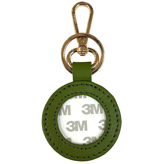 Leather Self-Finishing Round Key Fob - Olive Leather Goods Planet Earth Leather 