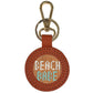 Leather Self-Finishing Round Key Fob - Orange Leather Goods Planet Earth Leather 
