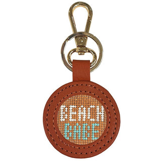 Leather Self Finishing Round Key Fob   Orange Leather Goods Planet Earth Leather 
