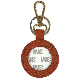 Leather Self Finishing Round Key Fob   Orange Leather Goods Planet Earth Leather 

