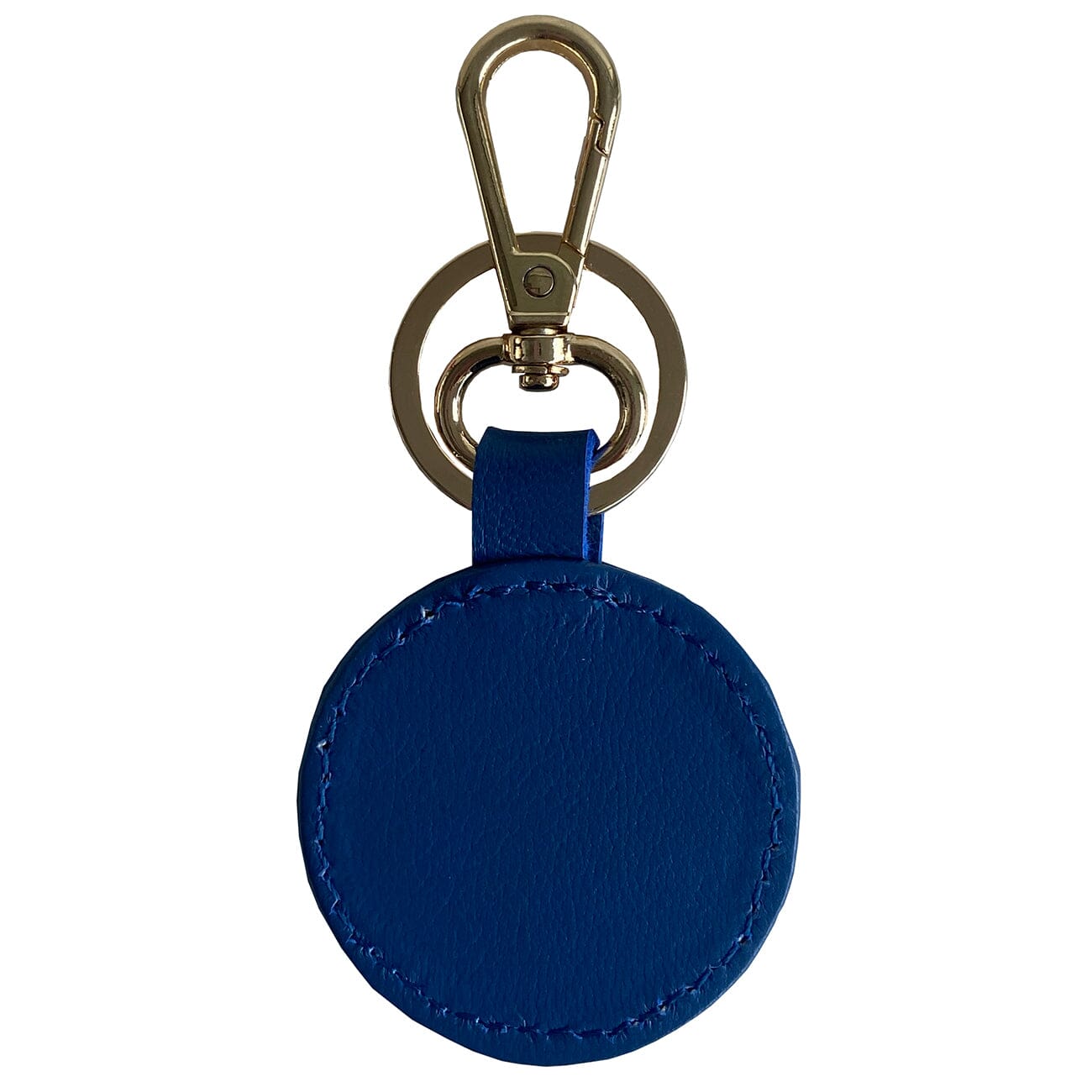 Leather Self Finishing Round Key Fob  Royal Blue Leather Goods Planet Earth Leather  - 3