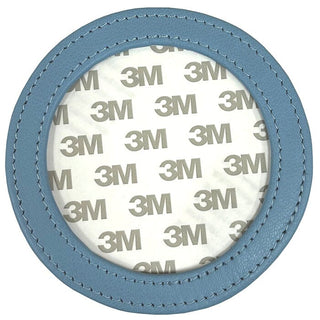 Leather Self Finishing Round Magnet   Light Blue Leather Goods Planet Earth Leather 
