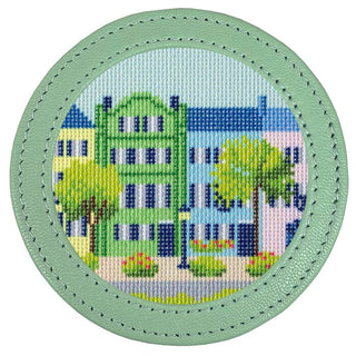 Leather Self Finishing Round Magnet   Smokey Green Leather Goods Planet Earth Leather 
