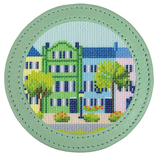 Leather Self-Finishing Round Magnet - Smokey Green Leather Goods Planet Earth Leather 