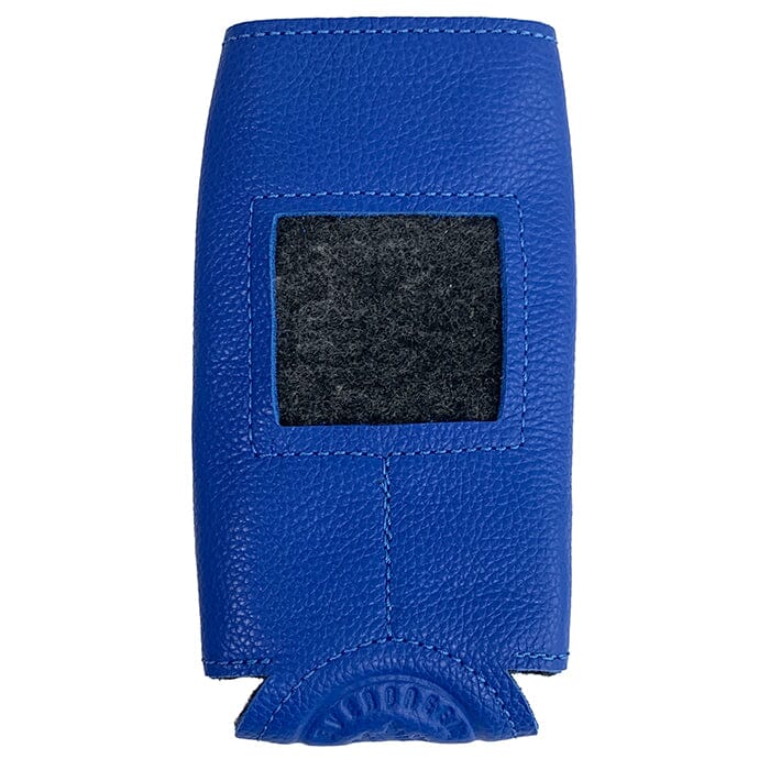 Leather Self Finishing Slim Can Cozy   Bright Blue Leather Goods Evergreen Needlepoint 
