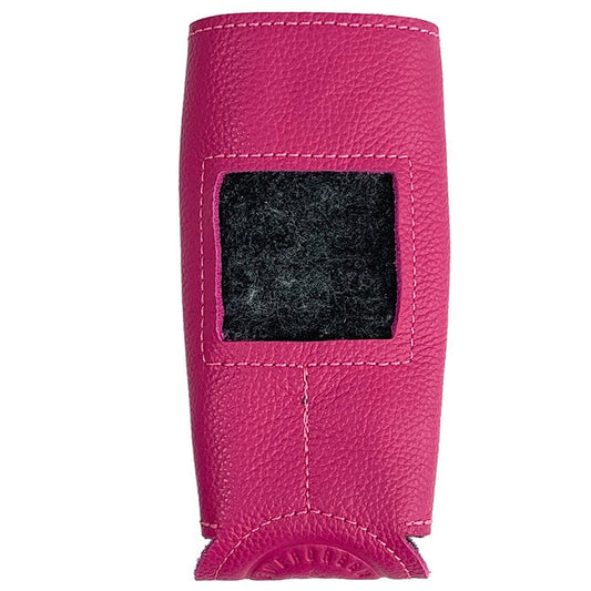 Leather Self-Finishing Slim Can Cozy - Hot Pink Leather Goods Evergreen Needlepoint 
