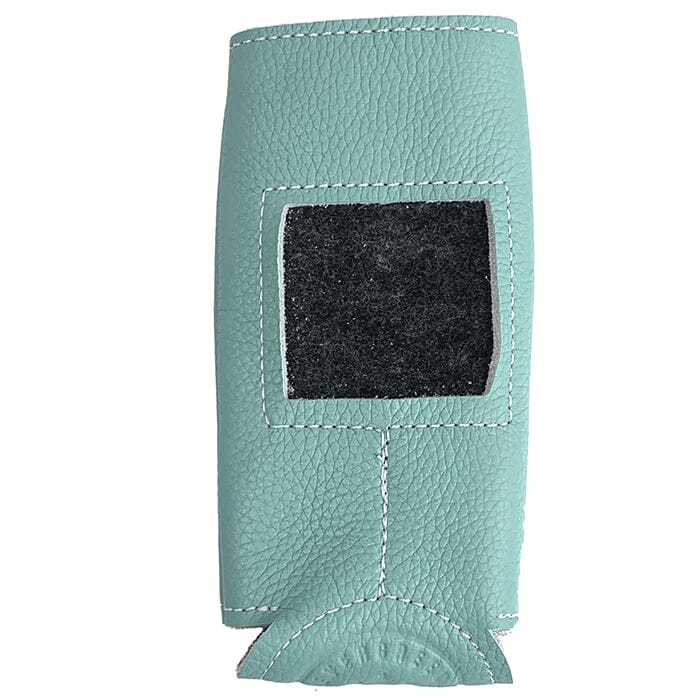Leather Self-Finishing Slim Can Cozy - Ice Blue Leather Goods Evergreen Needlepoint 