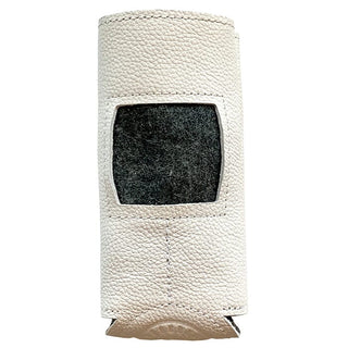 Leather Self Finishing Slim Can Cozy   White Leather Goods Evergreen Needlepoint 
