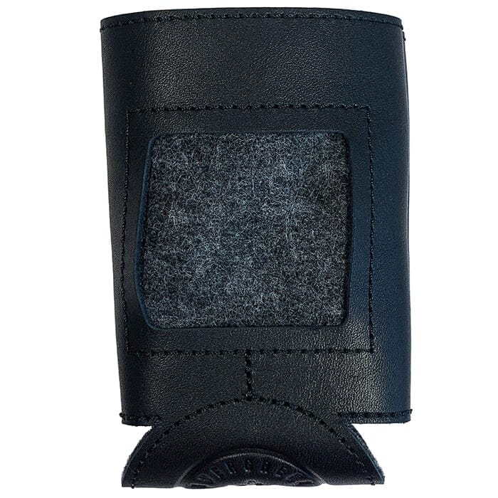 Leather Self Finishing Standard Can Cozy   Black Leather Goods Evergreen Needlepoint  - 1